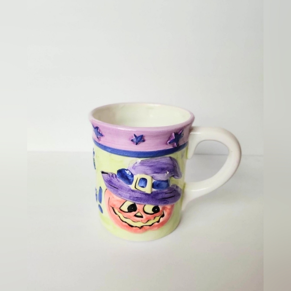 Halloween Trick Or Treat Pumpkin Mug With Witch Hat Ceramic Coffee Cup Large
